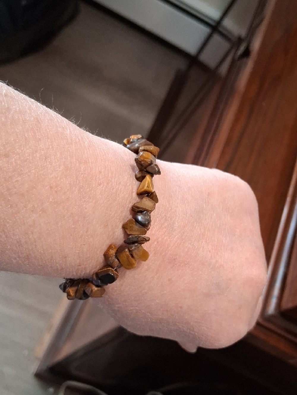 Polished Brown Tiger Eye Chip Bracelet - Stretch Style - Picture 2 of 2